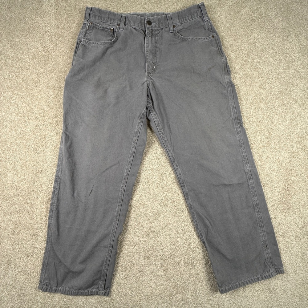 Carhartt B159 CHR Loose Fit Carpenter Pants Gray Canvas 36x30 Utility Workwear